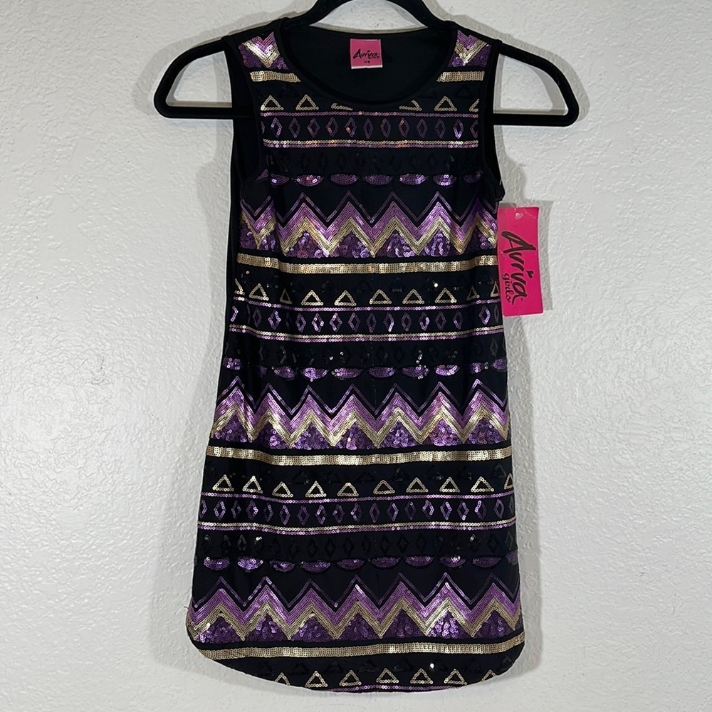 AVIVA GIRLS Girl’s Geometric Sequin Tunic or Short Dress Size 7/8 New